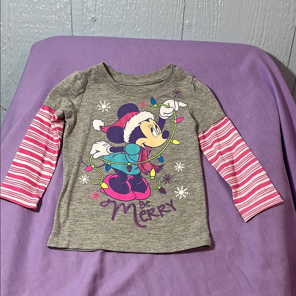 5 for $10 💜 Minnie Mouse Christmas shirt size 12 months
